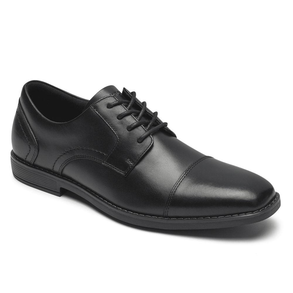 Rockport Mens Oxfords Black - Slayter Cap Toe Blucher - UK 075-HWSYVF